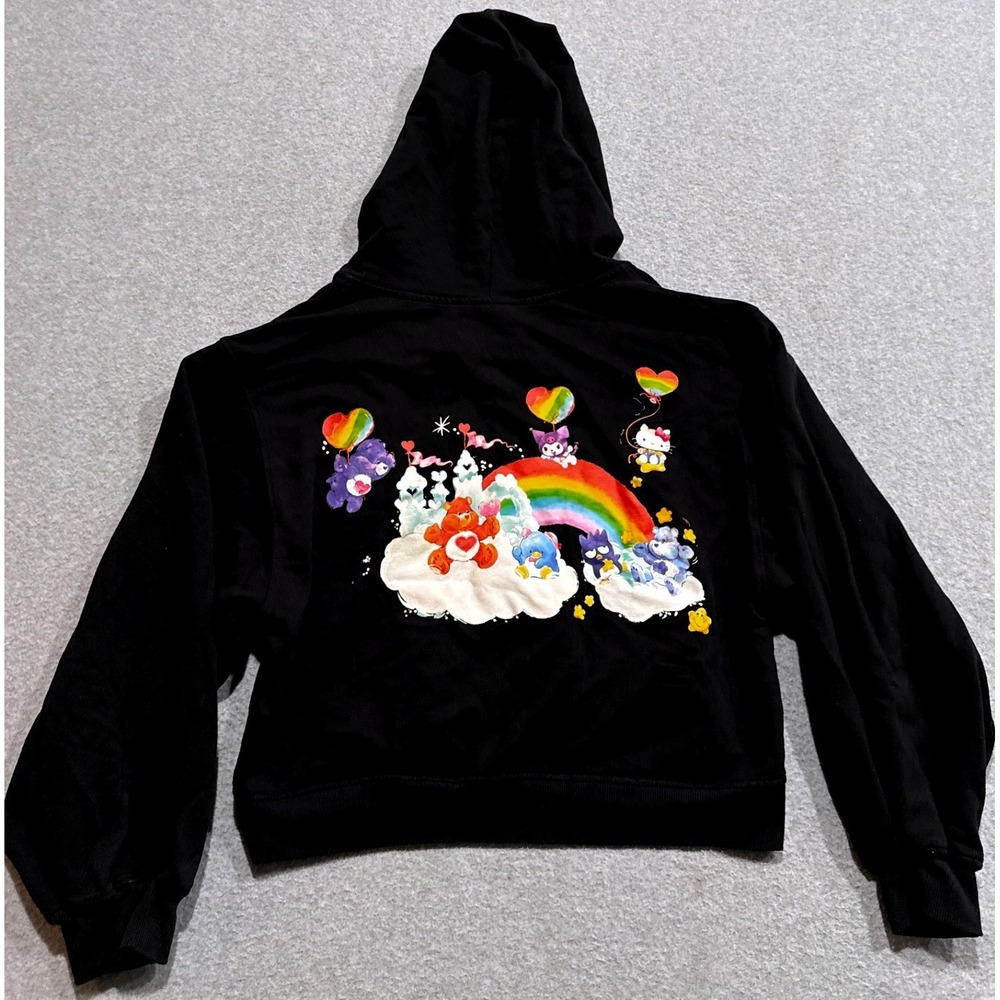 Hello Kitty and Friends x Care Bears Black Cropped Zip Hoodie Juniors L 11/13 - Picture 2 of 14